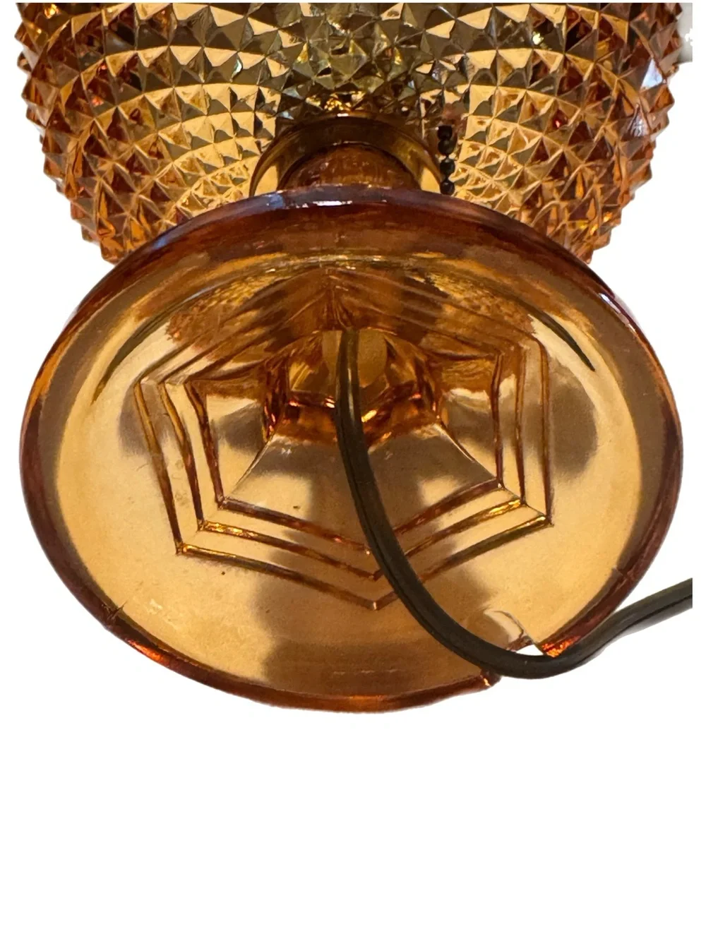 Vintage Rare MCM Westmoreland Amber Sawtooth Glass Lamp